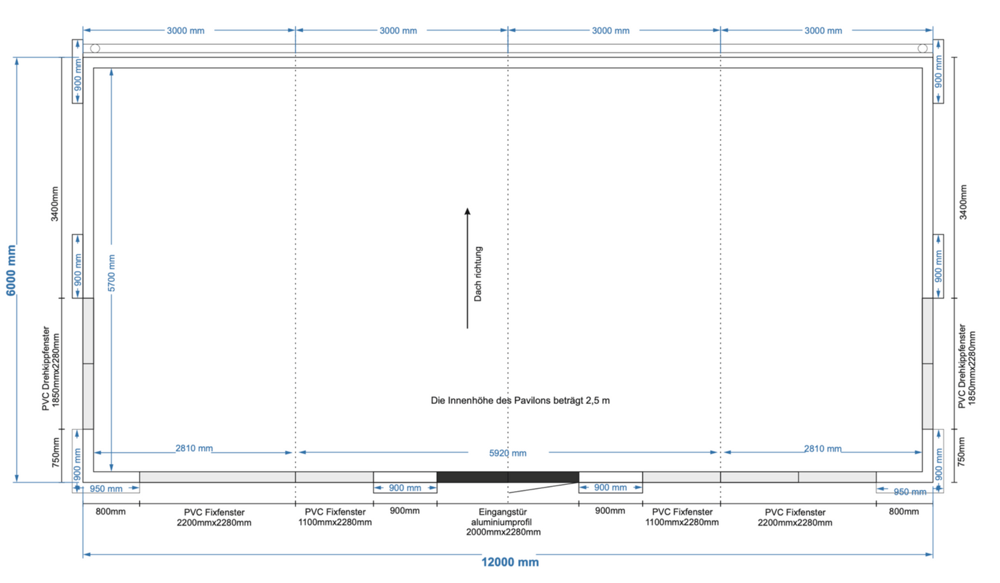 Escritório em contentor 12,00 × 6,00 m – Modelo Lisboa