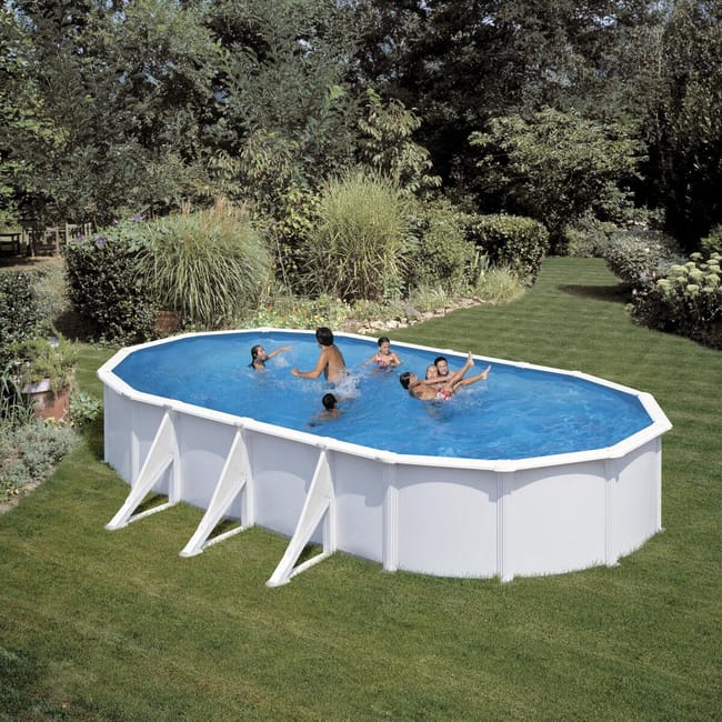 Piscina rígida acima do solo GRE Fiji branca tamanho L (7,3 x 3,75 m)