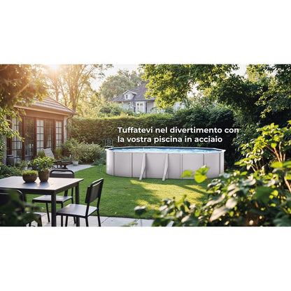 Piscina rígida acima do solo GRE Fiji branca tamanho L (7,3 x 3,75 m)