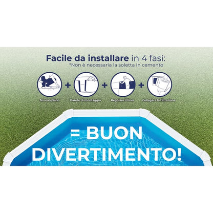 Piscina rígida acima do solo GRE Fiji branca tamanho L (7,3 x 3,75 m)