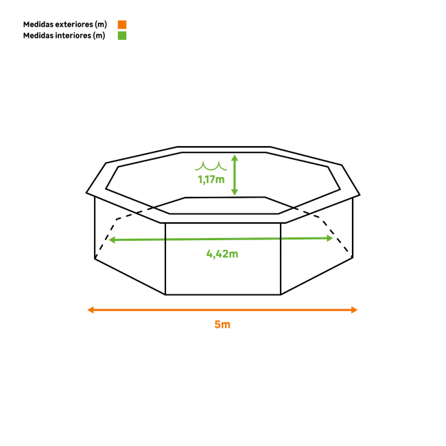 Piscina rígida acima do solo GRE Violette 2 castanho, 1,27 m de altura x 5 m de diâmetro