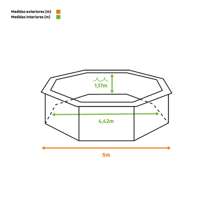 Piscina rígida acima do solo GRE Violette 2 castanho, 1,27 m de altura x 5 m de diâmetro