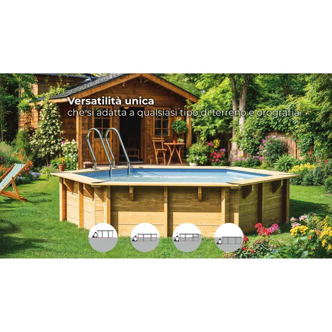 Piscina rígida acima do solo GRE Violette 2 castanho, 1,27 m de altura x 5 m de diâmetro