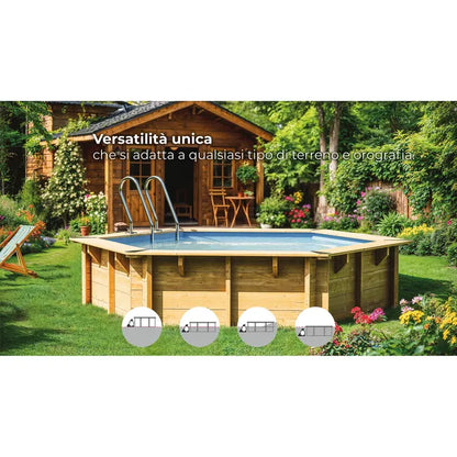 Piscina rígida acima do solo GRE Violette 2 castanho, 1,27 m de altura x 5 m de diâmetro